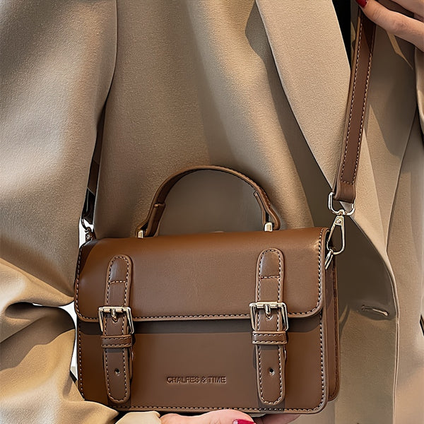 Leather Handbag – Vintage-Inspired Structured Mini Satchel