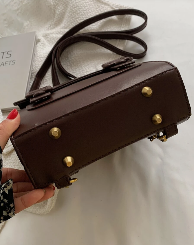 Leather Handbag – Vintage-Inspired Structured Mini Satchel