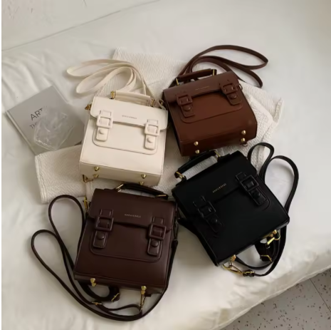 Leather Handbag – Vintage-Inspired Structured Mini Satchel