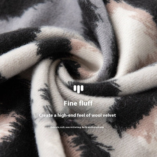 Cashmere-like Leopard Print Scarf Shawl – Fashionable All-Matching Style