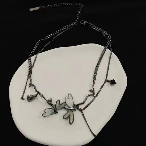 Colorful Dragonfly Dark Black Clavicle Chain High-Grade Necklace for Women