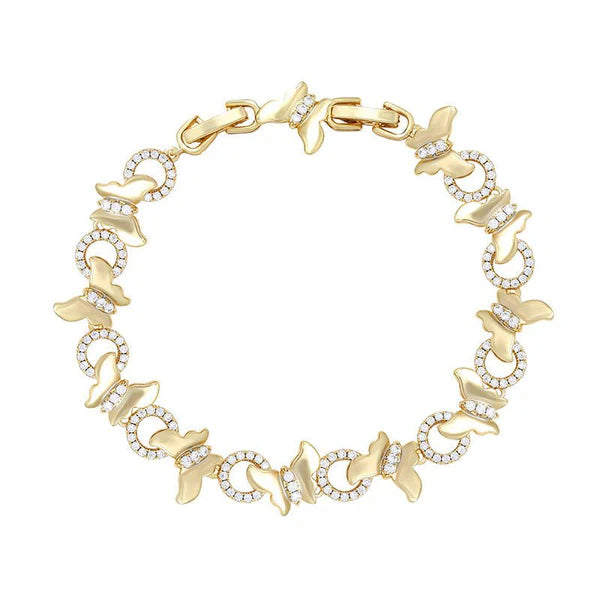 Copper Inlaid Zircon Butterfly Bracelet – European & American High-Grade Design