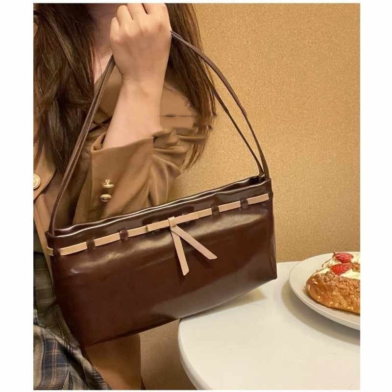 Cute Bowknot PU Leather Shoulder Bag – Small Sweet Style Handbag for Women