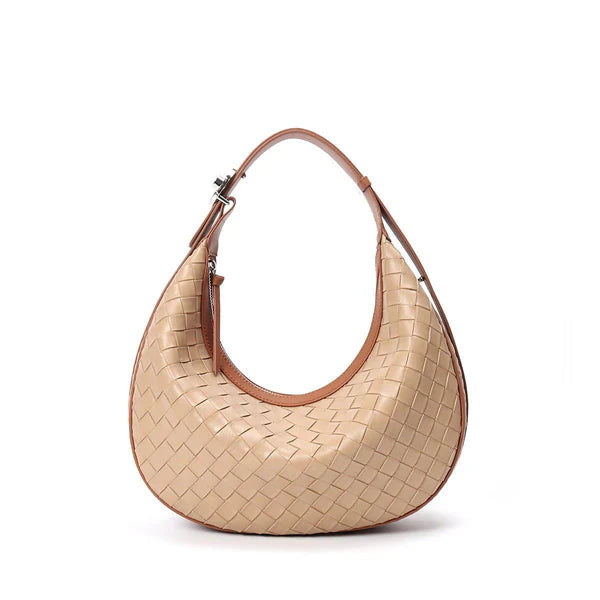 Genuine Leather Woven Crossbody Bag – Chic Dumpling Shape