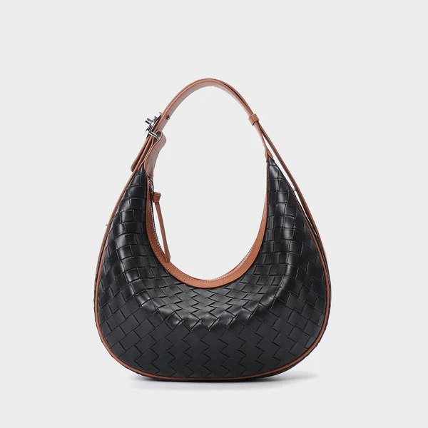 Genuine Leather Woven Crossbody Bag – Chic Dumpling Shape