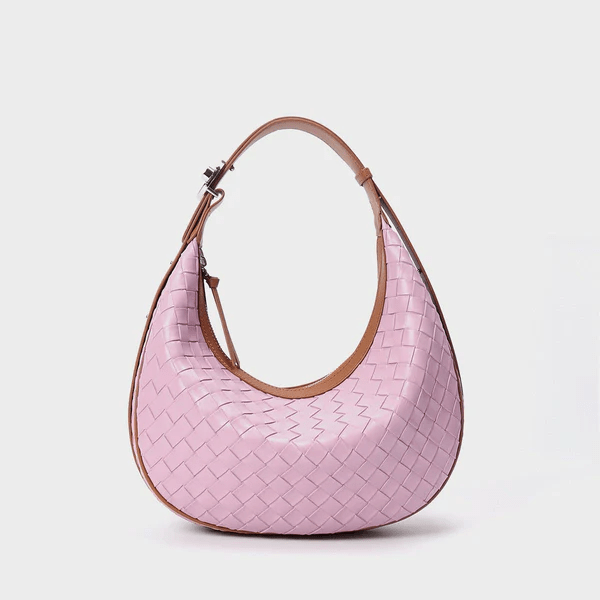 Genuine Leather Woven Crossbody Bag – Chic Dumpling Shape