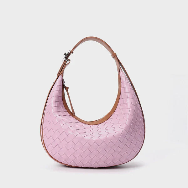 Genuine Leather Woven Crossbody Bag – Chic Dumpling Shape