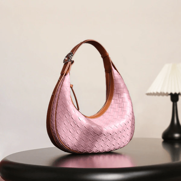 Genuine Leather Woven Crossbody Bag – Chic Dumpling Shape