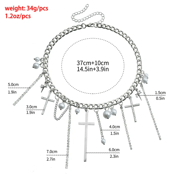 Diamond Cross Tassel Clavicle Chain – Women's Fashion Necklace