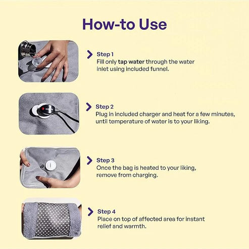 Electric Hot Water Bag – Quick Heating Pain Relief Pad
