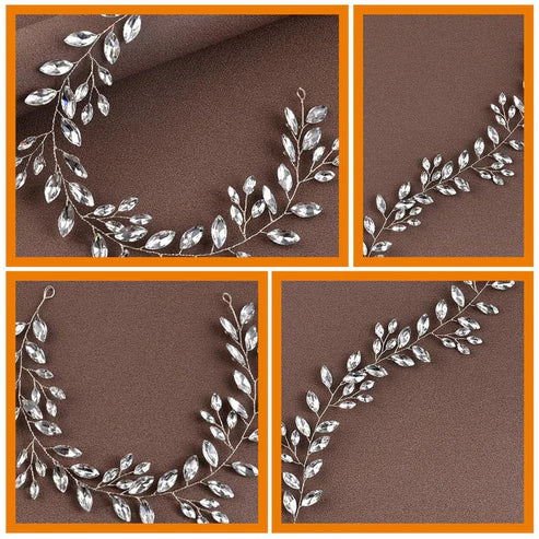 Horse Eye Silver Flexible Chain Headband – Wedding Hair Accessory