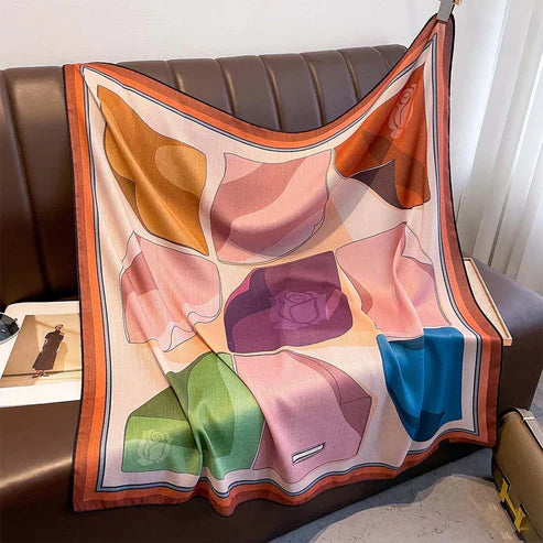 Double-Sided Color Contrast Square Scarf – 90×90cm Dual-Use Kerchief
