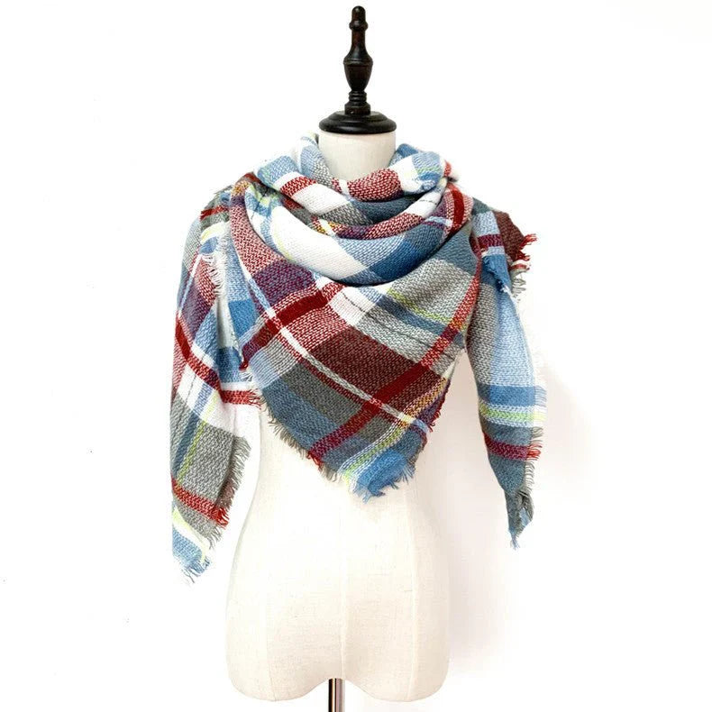 Square Talma Plaid Blanket Scarf – Oversized Neck Warmer for Autumn & Winter