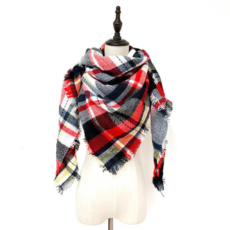 Square Talma Plaid Blanket Scarf – Oversized Neck Warmer for Autumn & Winter