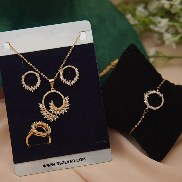 Vintage Zirconia Jewelry Set – Necklace, Earrings & Ring