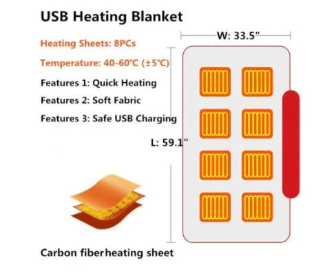 Winter Flannel Heated Blanket Cold Protection Body Warmer