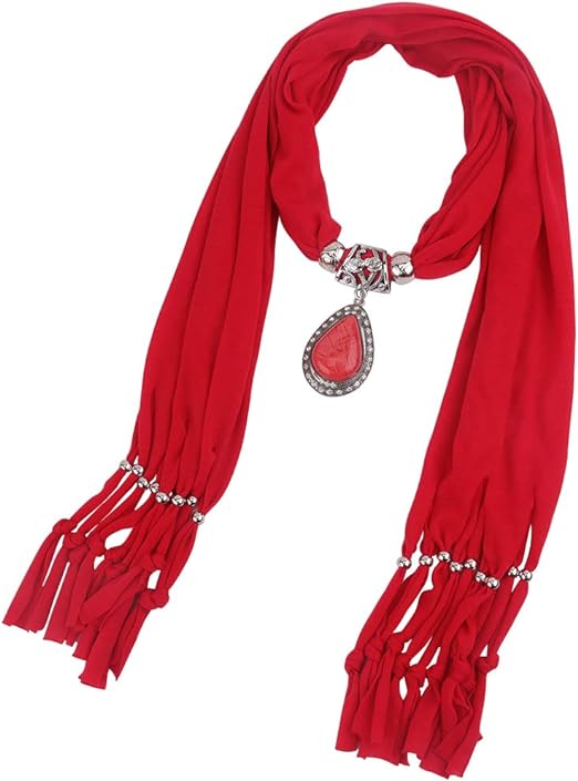 Women's Scarf with Necklace Jewelry – Elegant Pendant Infinity Scarf