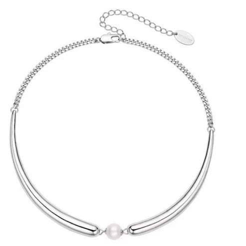 Women's Luxury Pearl Necklace – Cross Pendant, Titanium Steel