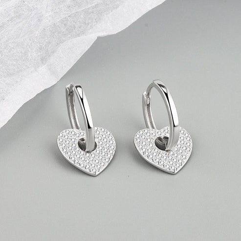 18K Gold Copper Micro-inlaid Heart Earrings – European & American Style