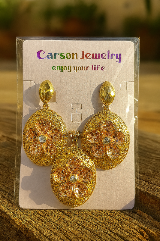 Carson Jewelry Pendant & Earring Set – Elegant Designs in Gold, Silver & Dual Tones
