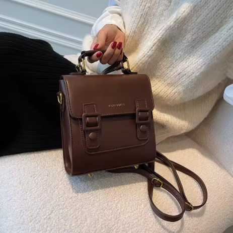 Leather Handbag – Vintage-Inspired Structured Mini Satchel