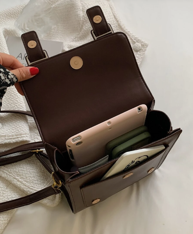 Leather Handbag – Vintage-Inspired Structured Mini Satchel
