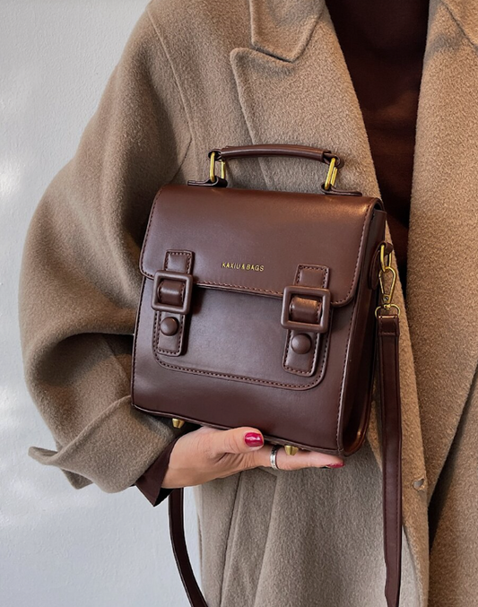Leather Handbag – Vintage-Inspired Structured Mini Satchel