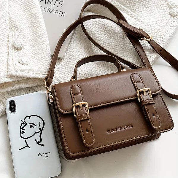 Leather Handbag – Vintage-Inspired Structured Mini Satchel