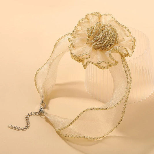 3D Flower Lace Choker – Transparent Mesh Clavicle Necklace