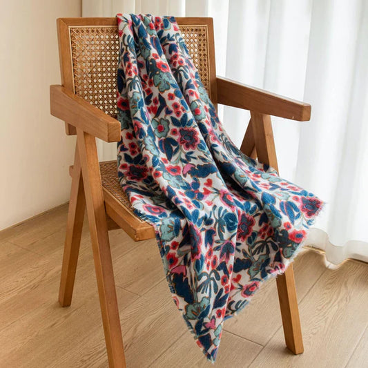 Printed Cashmere-Like Texture Warm Scarf Shawl – 70×180cm Literary Style