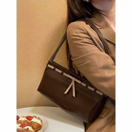 Cute Bowknot PU Leather Shoulder Bag – Small Sweet Style Handbag for Women