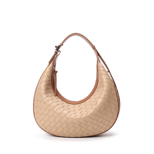 Genuine Leather Woven Crossbody Bag – Chic Dumpling Shape