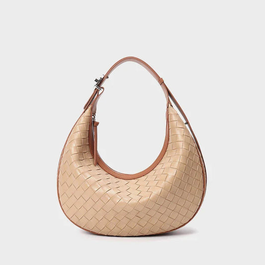 Genuine Leather Woven Crossbody Bag – Chic Dumpling Shape