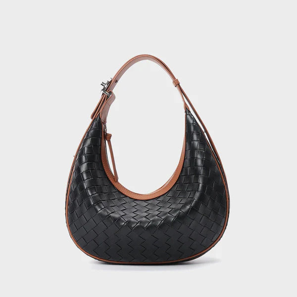 Genuine Leather Woven Crossbody Bag – Chic Dumpling Shape