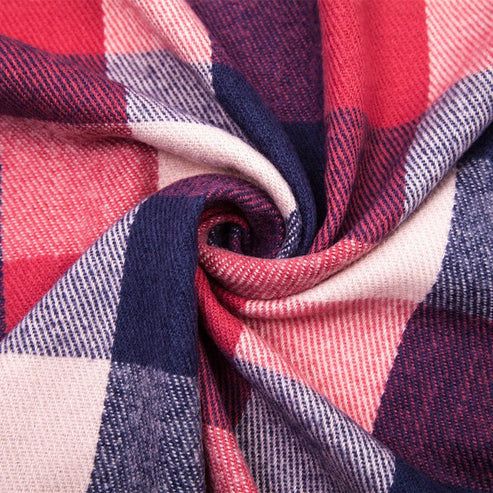 Double-Sided Plaid Tassel Scarf – Unisex Plus-Size Cashmere-Like Shawl (Autumn/Winter)