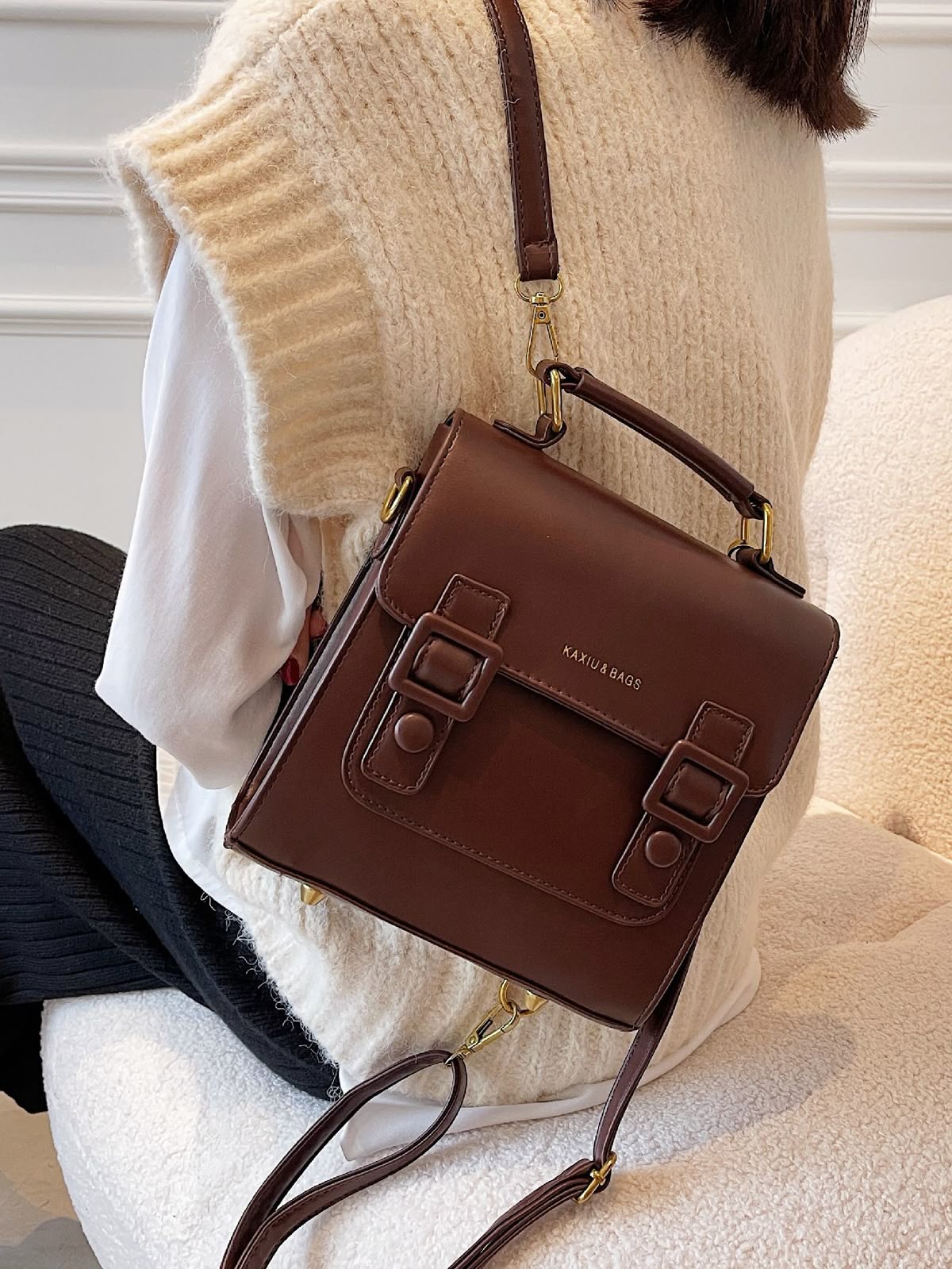 Leather Handbag – Vintage-Inspired Structured Mini Satchel