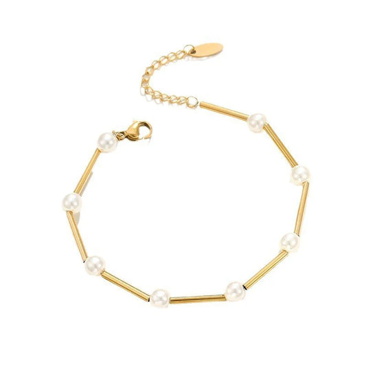 French Retro Artificial Pearl Bracelet – 14K Gold Plated Stainless Steel