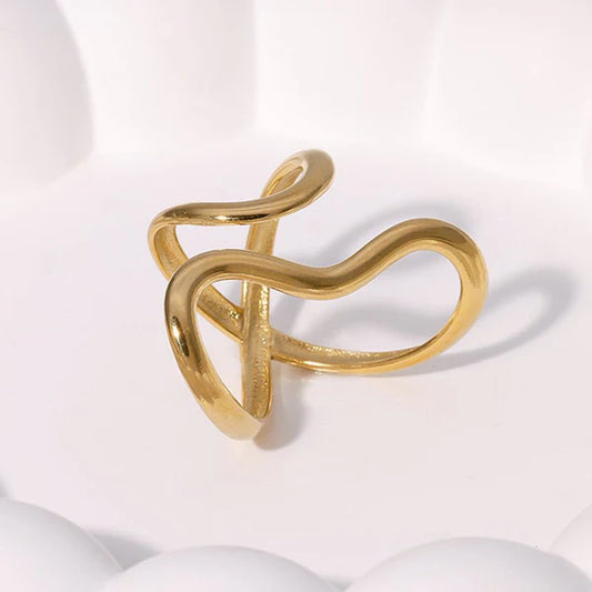 Glossy Special-Shaped Line Design Index Finger Ring – Exaggerated & Minimalist Style
