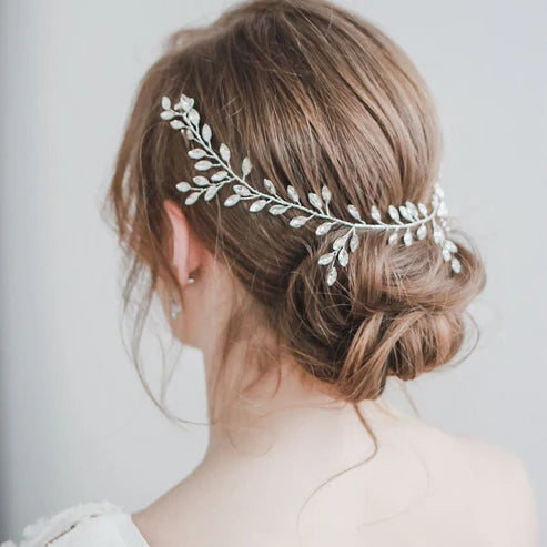 Horse Eye Silver Flexible Chain Headband – Wedding Hair Accessory
