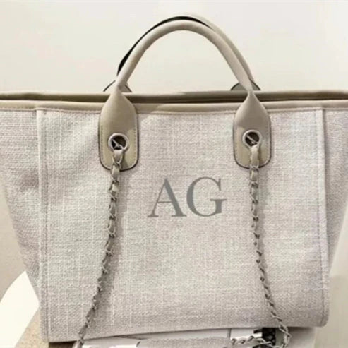 Large Capacity Portable Shoulder Crossbody Chain Bag – Canvas with Double Strap