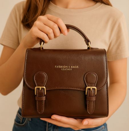 Leather Handbag – Vintage-Inspired Structured Mini Satchel