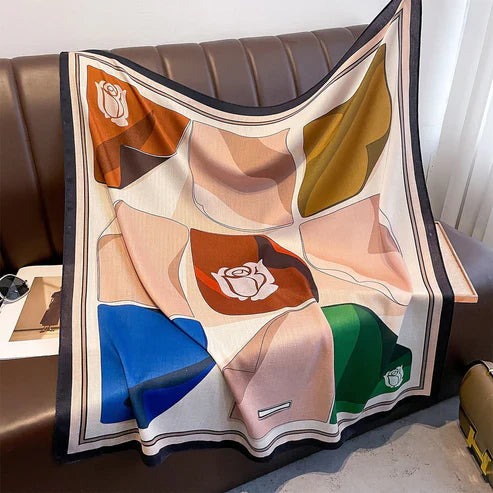 Double-Sided Color Contrast Square Scarf – 90×90cm Dual-Use Kerchief