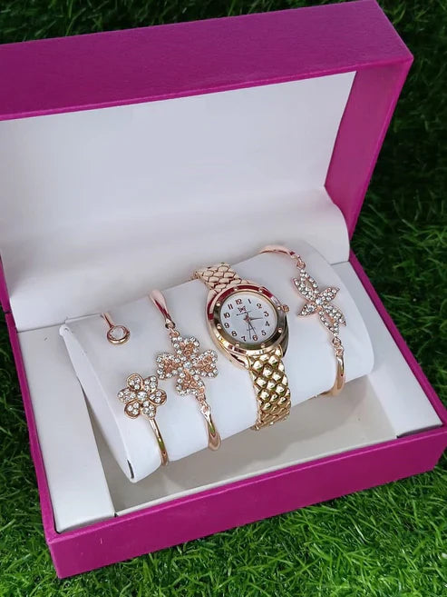 Regal Radiance Women's Watch & Bracelet Set
