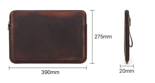 Retro Crazy Horse Leather Laptop Bag – Zipper Closure