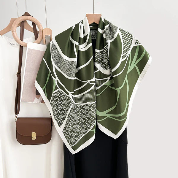 Retro Minority Elegant Graceful Outer Shawl – Floral Square Silk Scarf