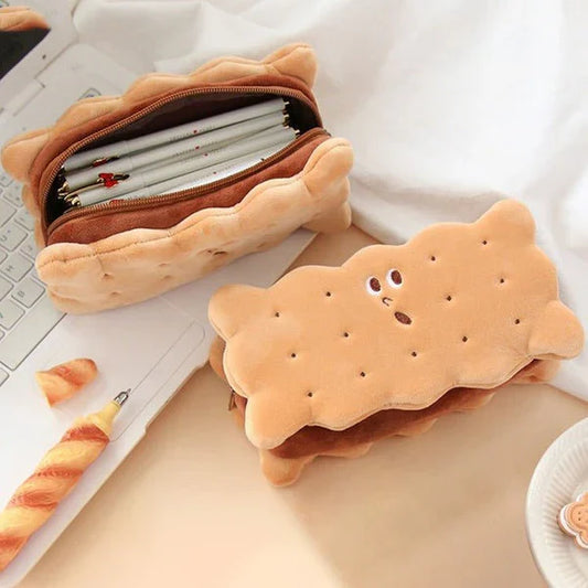 Sandwich Biscuit Plush Pencil Bag – Cartoon Style