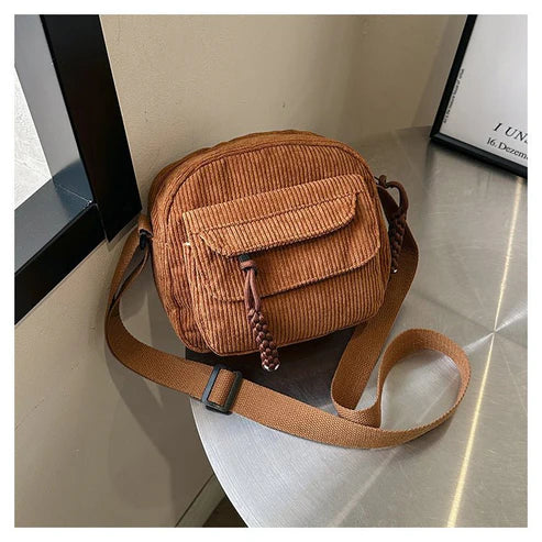 Solid Color Corduroy Shoulder Messenger Bag – Urban Simplicity Style
