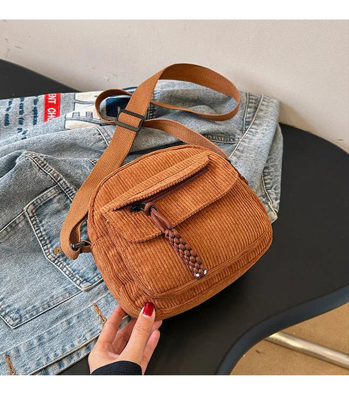 Solid Color Corduroy Shoulder Messenger Bag – Urban Simplicity Style