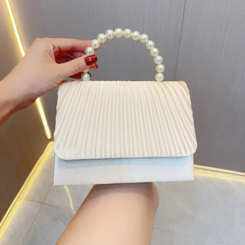 Women's Elegant Pleated Clamshell Evening Bag