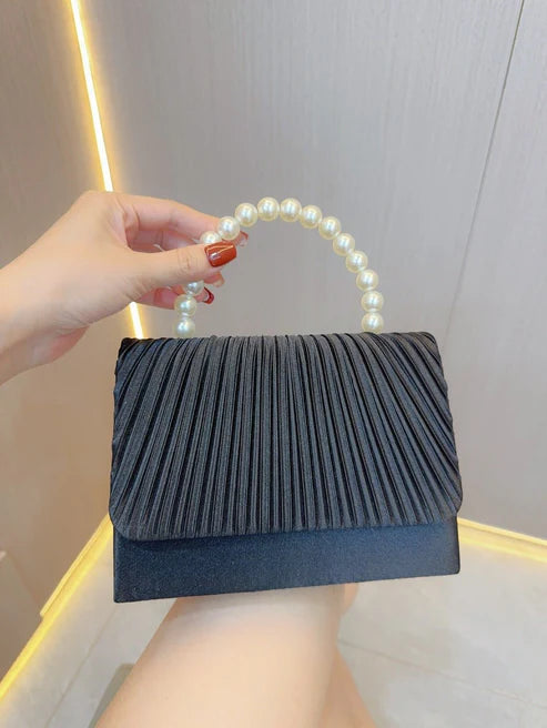 Women's Elegant Pleated Clamshell Evening Bag
